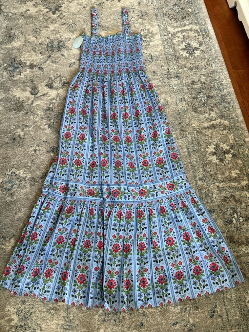 NWT Hill House Anjuli Nap Dress in Floral Block Stripe Blue Multi - Picture 2 of 3